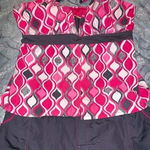 Pink/Grey 3pc Women’s Swim Set, Size 3x